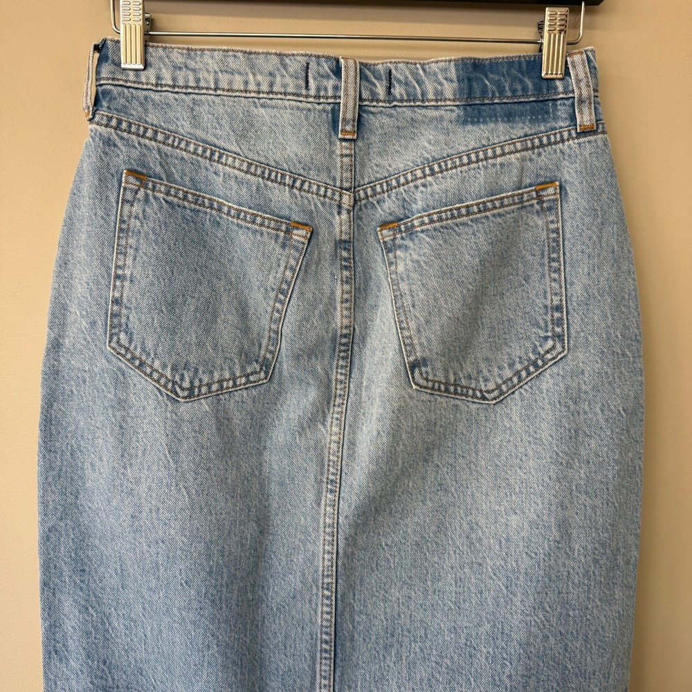 Abercrombie & Fitch Western Rodeo Country Denim Midi Skirt Size 27 Light Wash - Picture 7 of 13